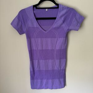 Lululemon Swiftly Tech V-Neck Short Sleeve Shirt Purple Athletic Top Size 4